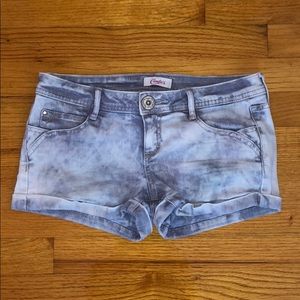 Metallic Grey Jean Shorts